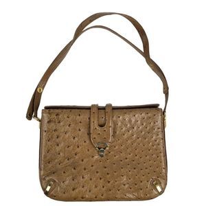 American Vintage Brown Ostrich-Textured Leather Shoulder Bag